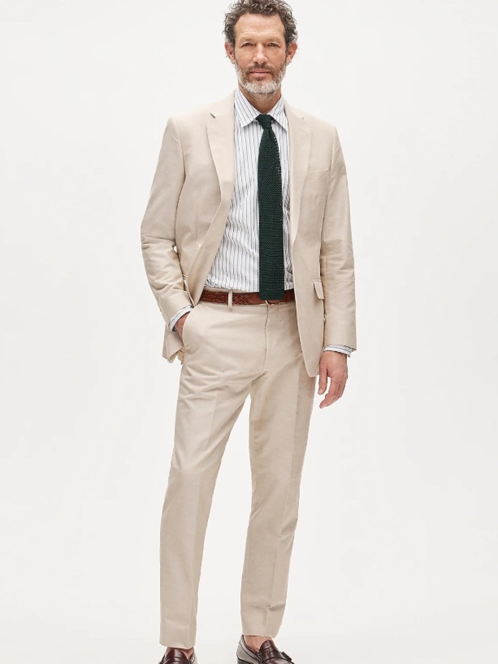 J crew khaki Ludlow Slim-fit suit jacket in Portuguese cotton oxford